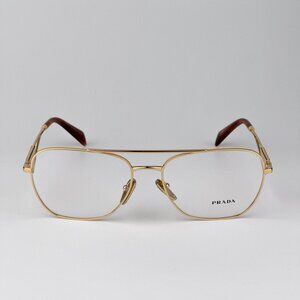 Prada PRB50V Eyeglasses – Gold Rectangle Frame | Model 5AK1O1